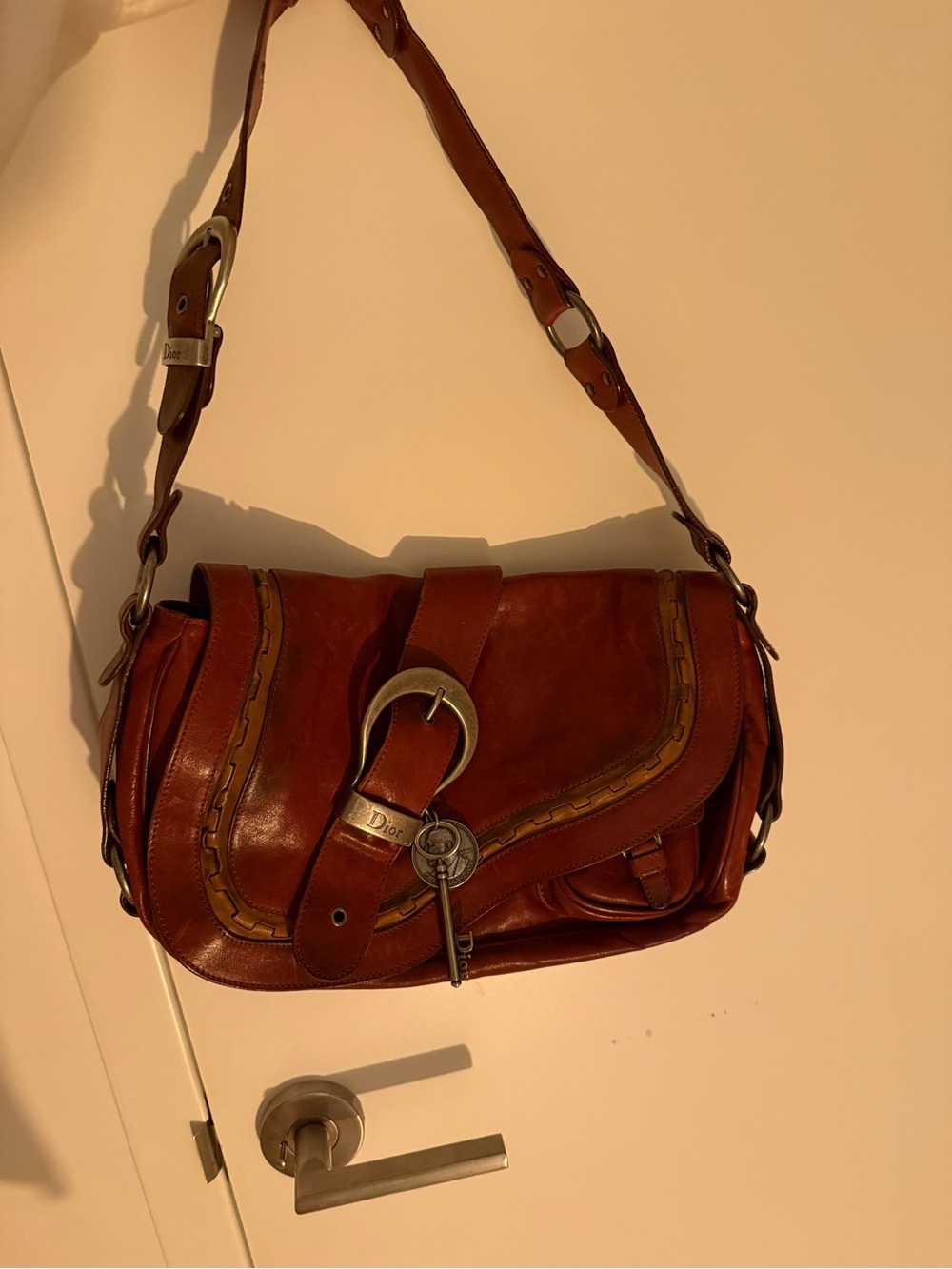 Dior Saddle Shoulder Bag in Rich Chestnut Brown with Brass Hardware